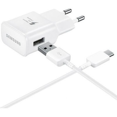 Samsung USB Type-C Cable & Wall Adapter Λευκό (EP-TA20EWE + EP-DR140AWE) Bulk