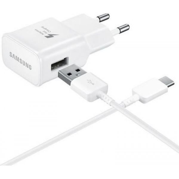 Samsung USB Type-C Cable & Wall Adapter Λευκό (EP-TA20EWE + EP-DR140AWE) Bulk