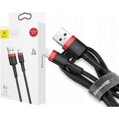 Baseus Braided USB 2.0 Cable USB-C male - USB-A male Black/Red 2m (CATKLF-C91)
