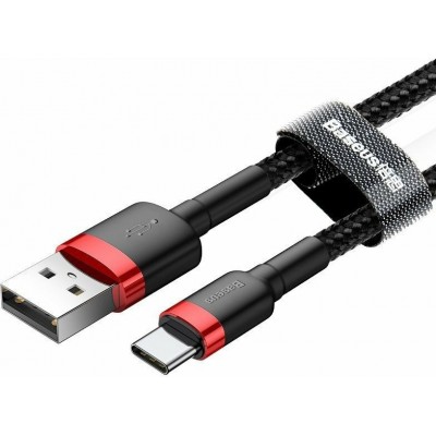 Baseus Braided USB 2.0 Cable USB-C male - USB-A male Black/Red 2m (CATKLF-C91)