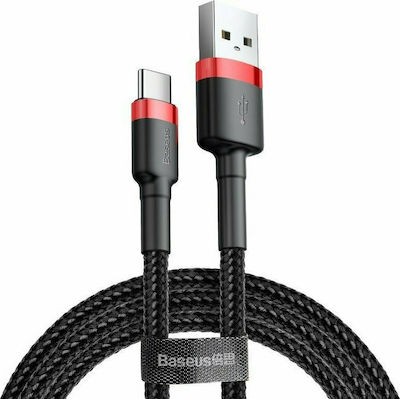 Baseus Braided USB 2.0 Cable USB-C male - USB-A male Black/Red 2m (CATKLF-C91)