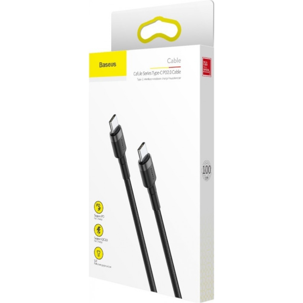 Baseus Braided USB 2.0 Cable USB-C male - USB-C male Black 1m (CATKLF-GG1)