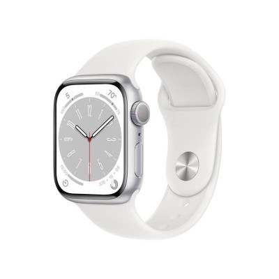 AppleWatch Series 8 Aluminium 41mm Silver with White Sport Band