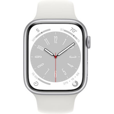 AppleWatch Series 8 Aluminium 41mm Silver with White Sport Band
