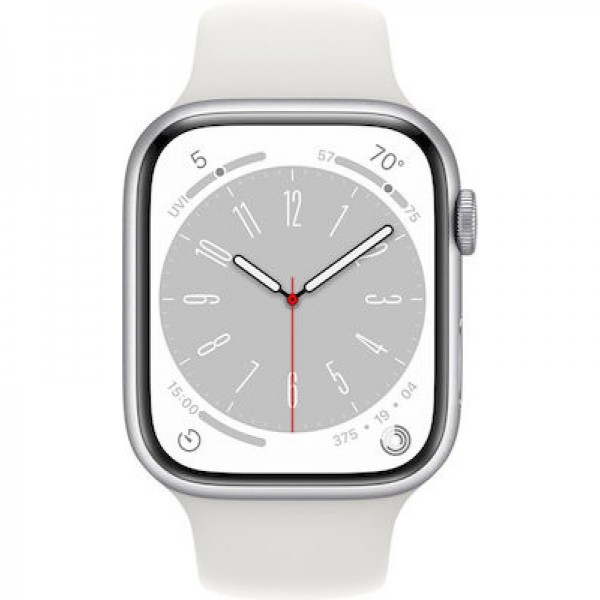 AppleWatch Series 8 LTE Aluminium 41mm Silver with White Sport Band