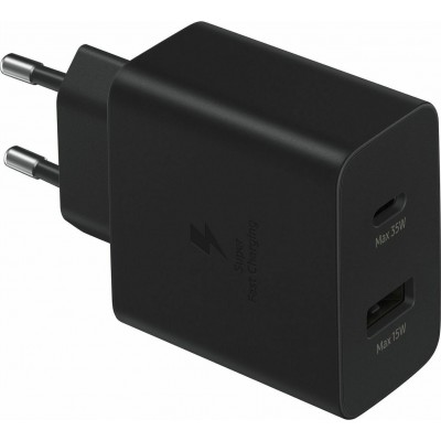 Samsung Dual Port USB-A/ USB-C Wall Adapter Μαύρο (EP-TA220NBE) Retail