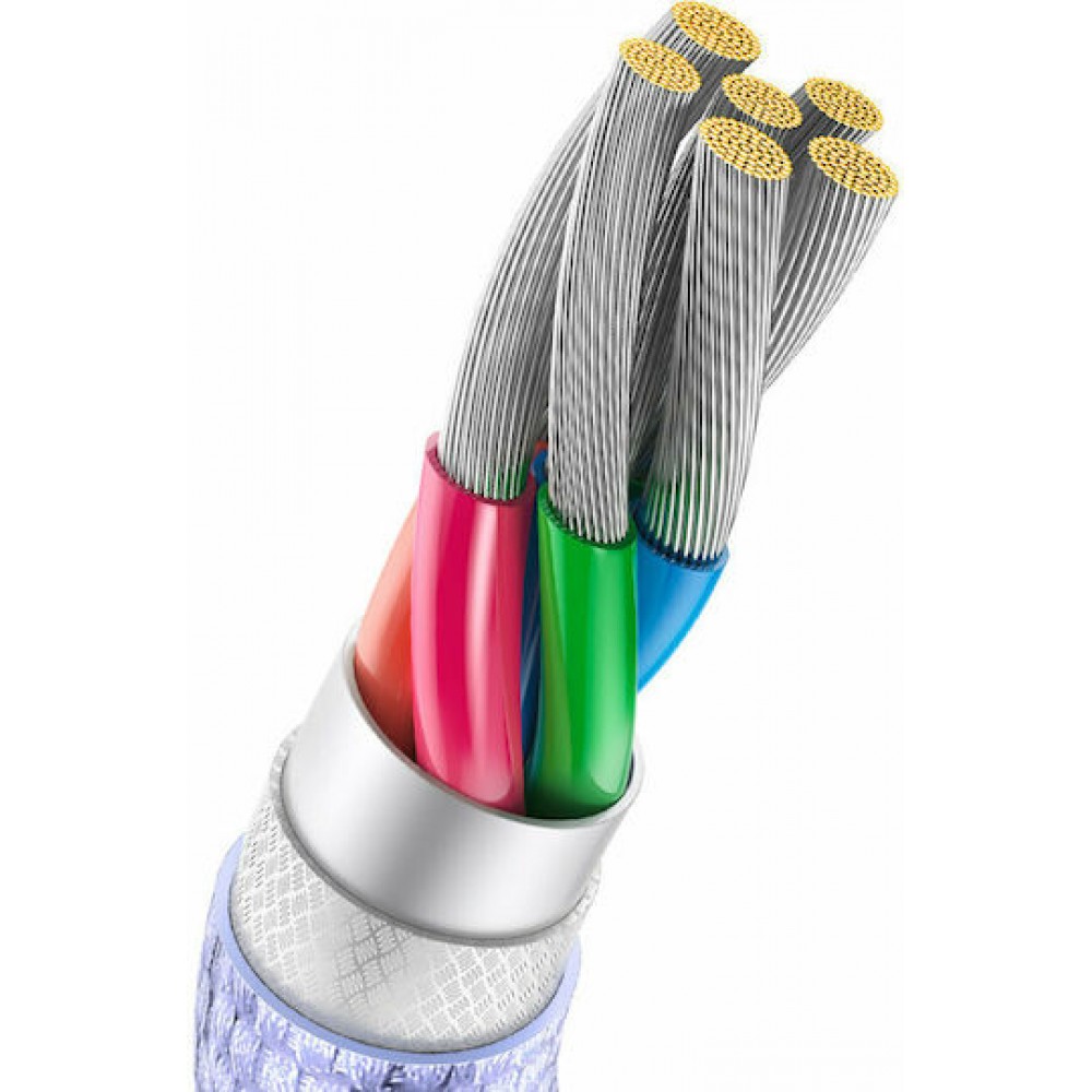 Baseus Braided USB 2.0 Cable USB-A male - USB-C Female Purple 1,2m (CAJY000405)