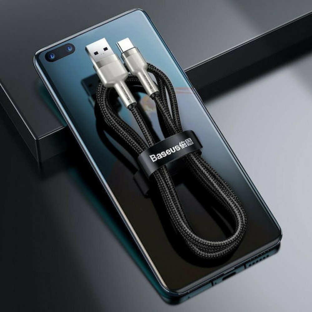 Baseus Braided USB 2.0 Cable USB-A male - USB-C Female Black/Silver 25cm (CAKF000001)