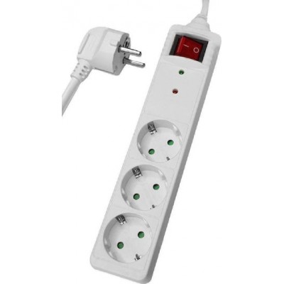 Powertech PT-879 Πολύπριζο Ασφαλείας 3 Θέσεων Black