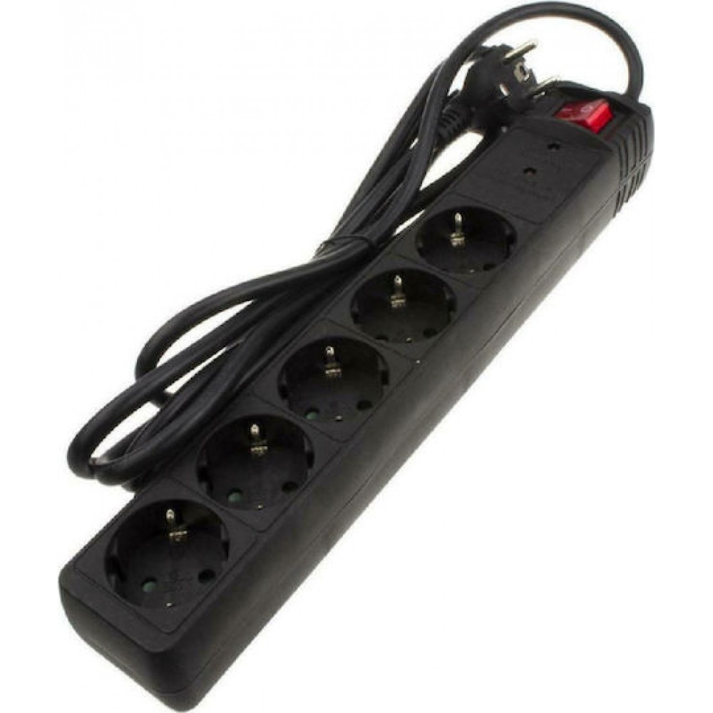 Powertech PT-883 Πολύπριζο Ασφαλείας 5 Θέσεων Black