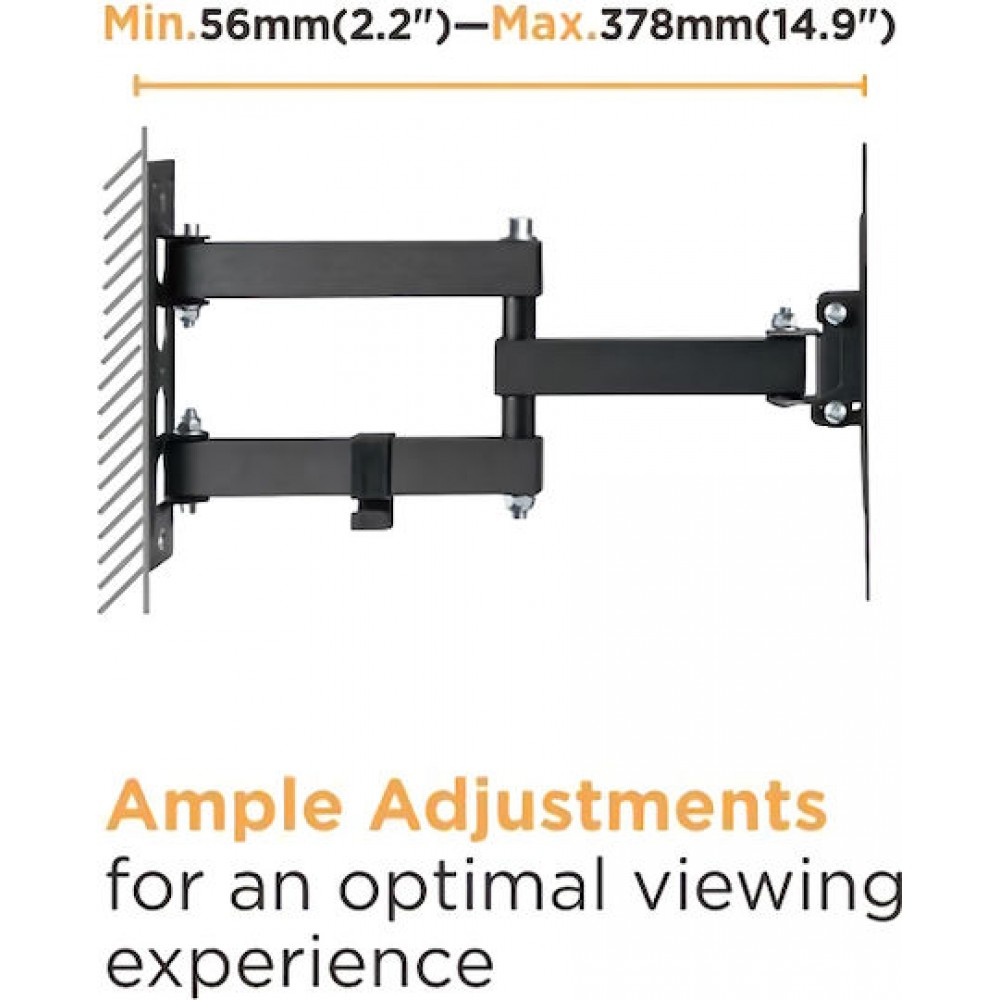 Powertech Βάση Τηλεόρασης για Οθόνες Τοίχου 23-43" PT-1129