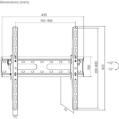 Powertech Βάση Τηλεόρασης για Οθόνες Τοίχου 32-70" PT-1276