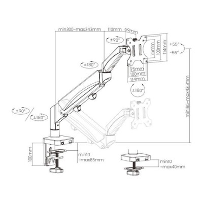 Brateck Βάση για Οθόνες Γραφείου 17-32"LDT56-C012