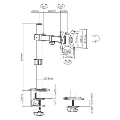 Brateck Βάση για Οθόνες Γραφείου 17-32" LDT66-C011