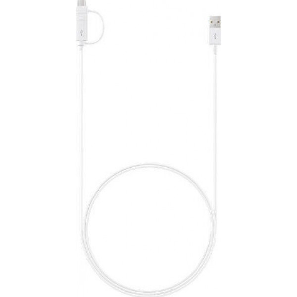 Samsung Regular USB 2.0 Cable Micro USB/ USB-C Female - USB-A male Λευκό 1.5m (EP-DG930DWE) Retail