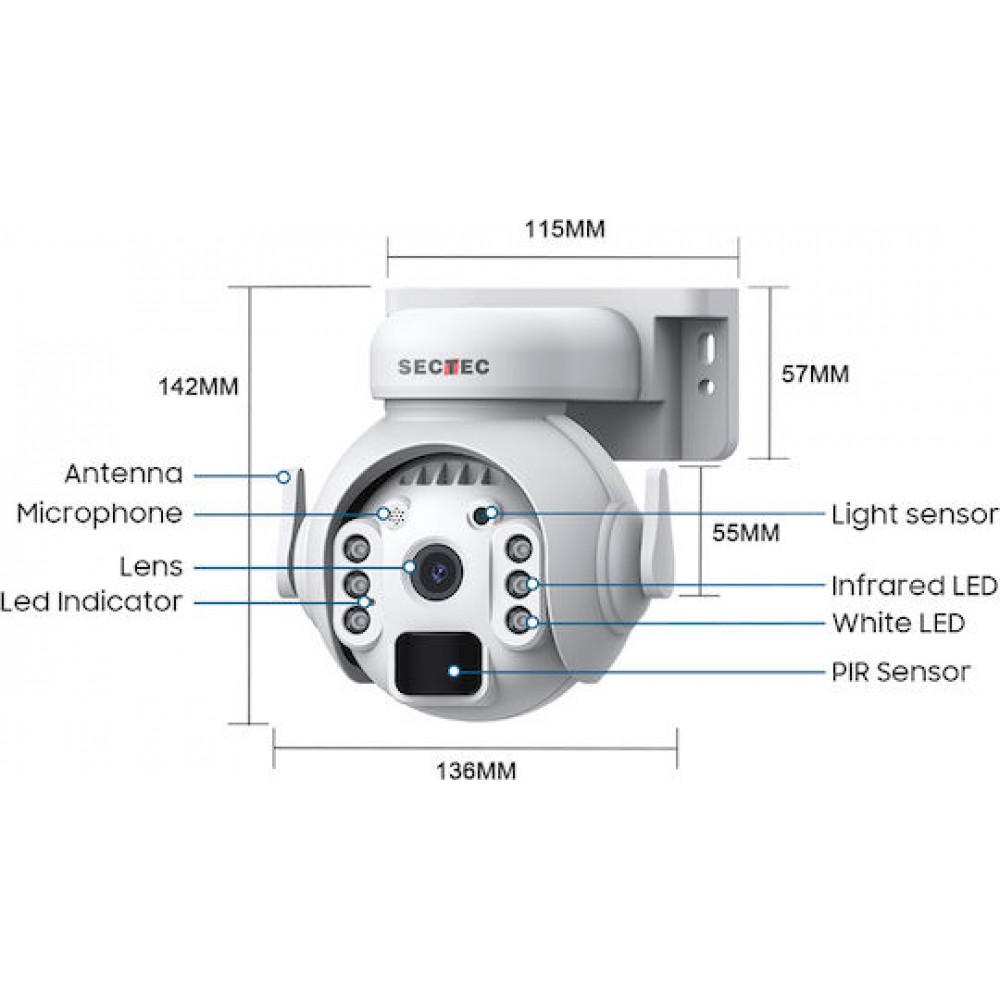 Sectec ST-515C-3M-4G-EU IP Camera White