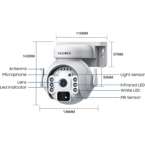 Sectec ST-515C-3M-4G-EU IP Camera White