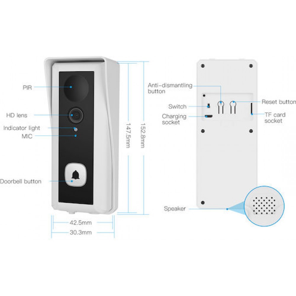 Vstarcam Smart Doorbell with Camera DB6 White