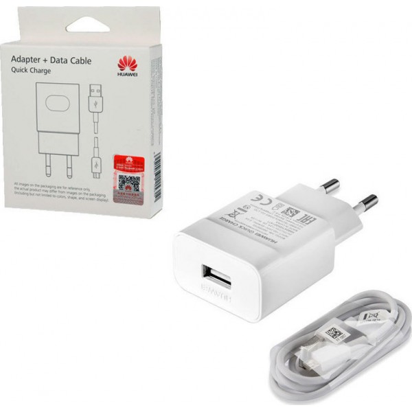  Huawei micro USB Cable & Wall Adapter 2A Λευκό (HW-059200EHQ) Retail