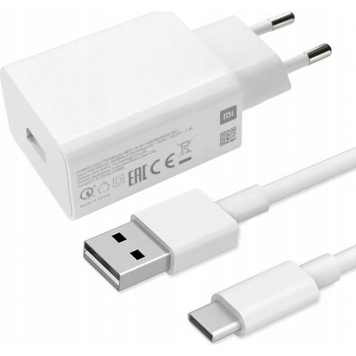 Xiaomi USB-C Cable & USB Wall Adapter Λευκό (MDY-10-EF) Bulk