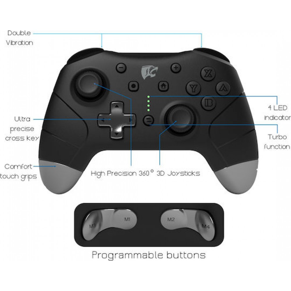 Roar RR-0014 Wireless Controller Android / PC / Switch Black