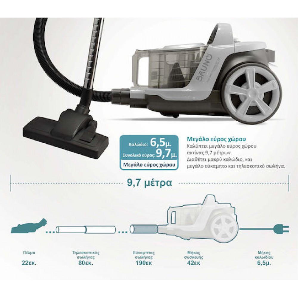 Bruno BRN-0137 Vacuum Cleaner 800W White