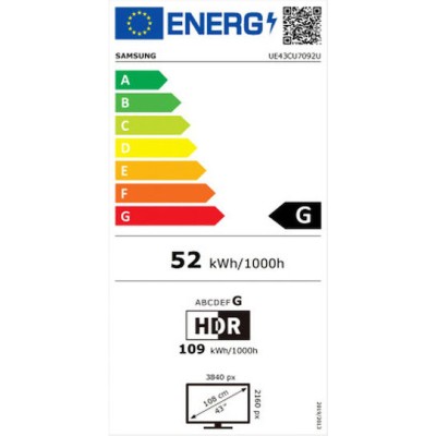 Samsung Smart Τηλεόραση LED 4K UHD UE43CU7092UXXH HDR 43" (2024)