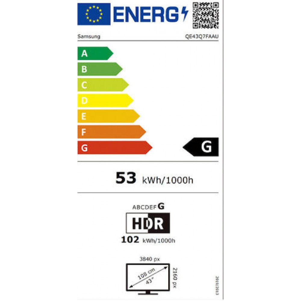 Samsung Smart Τηλεόραση QLED 4K UHD QE43Q7FAAUXXH HDR 43" (2025)