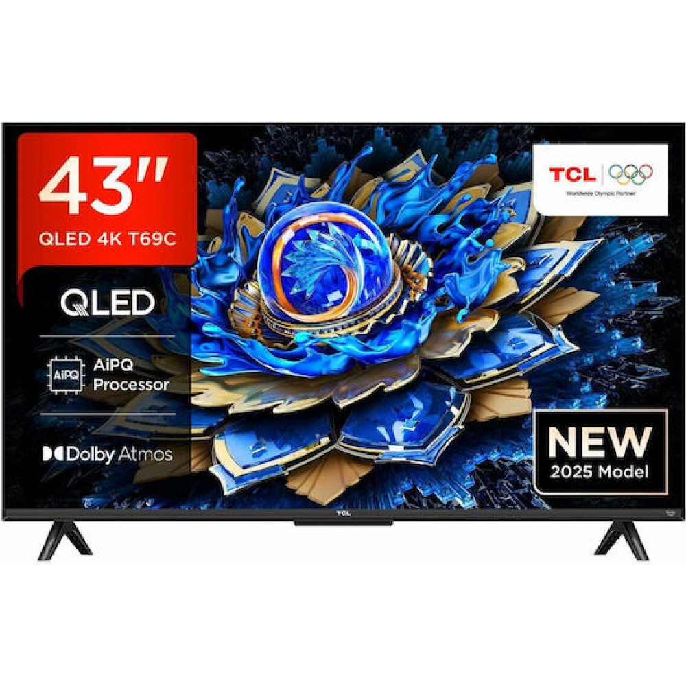 TCL Smart Τηλεόραση QLED 4K UHD 43T69C HDR 43" (2025)