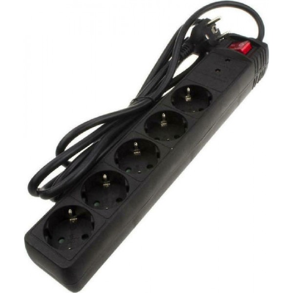 Powertech PT-883 Πολύπριζο Ασφαλείας 5 Θέσεων Black