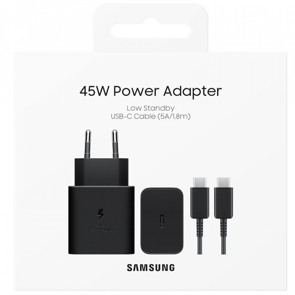 Samsung 45W USB-C Wall Adapter + Cable Black (EP-T4511) Retail