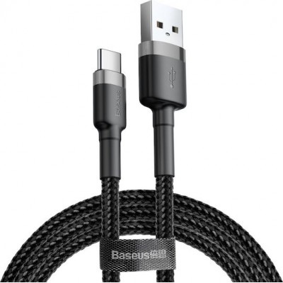 Baseus Braided USB 2.0 Cable USB-C male - USB-A male Black/Grey 50cm (CATKLF-AG1)