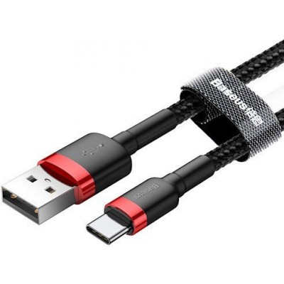 Baseus Braided USB 2.0 Cable USB-C male - USB-A male Black/Red 1m (CATKLF-B91)