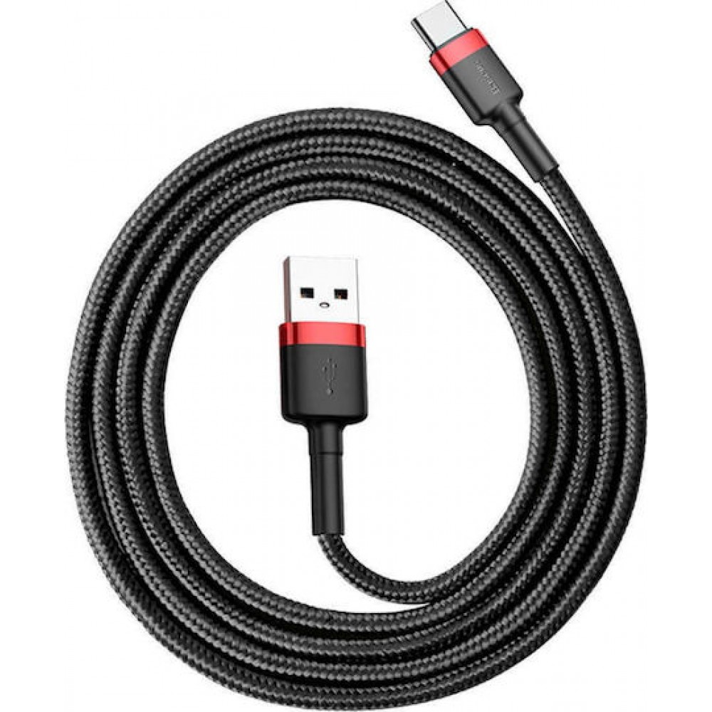 Baseus Braided USB 2.0 Cable USB-C male - USB-A male Black/Red 1m (CATKLF-B91)