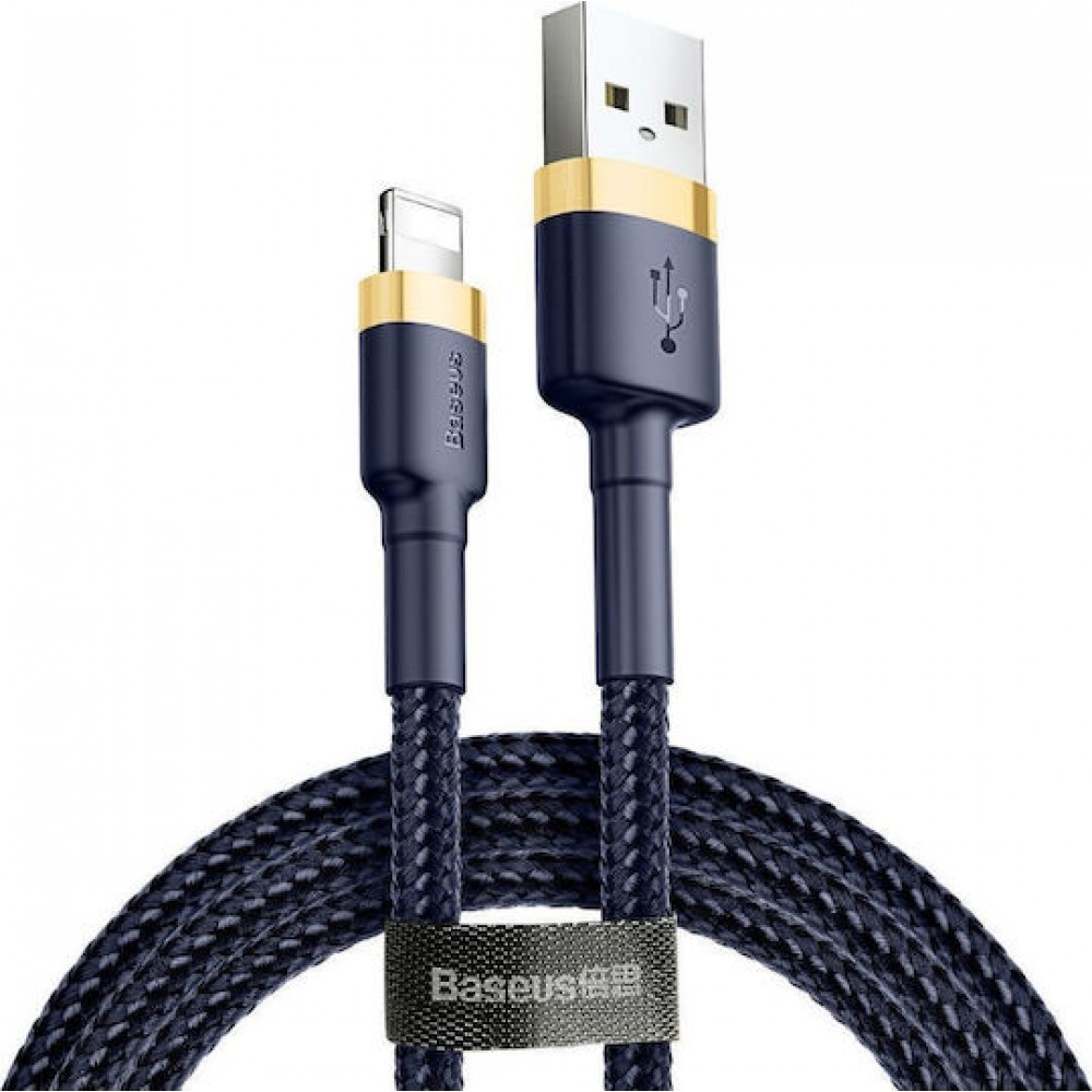 Baseus Braided Cable Lighting - USB-A male Blue/Gold 2m (CAlKLF-CV3)