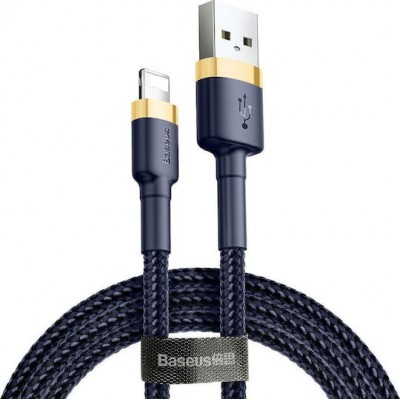 Baseus Braided Cable Lighting - USB-A male Blue/Gold 2m (CAlKLF-CV3)