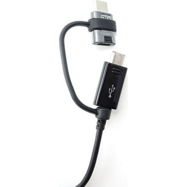 Samsung Regular USB 2.0 Cable Micro USB/ USB-C Female - USB-A male Μαύρο 1m (EP-DG950DBE)