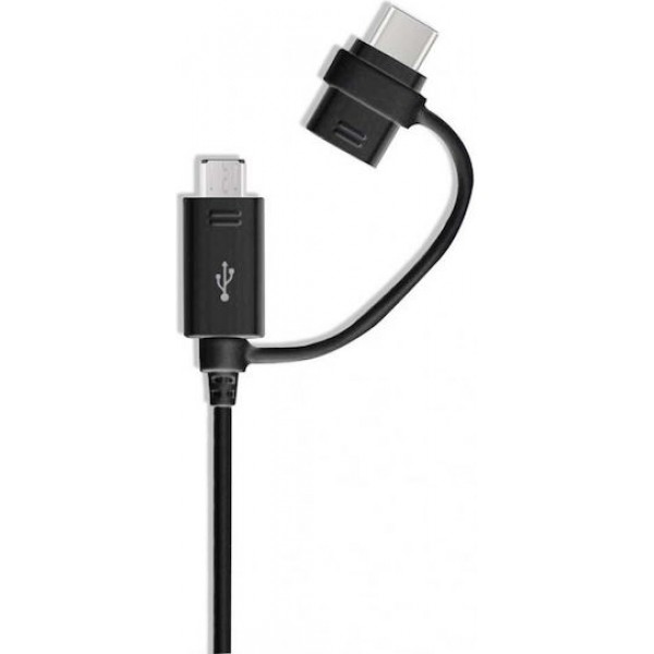 Samsung Regular USB 2.0 Cable Micro USB/ USB-C Female - USB-A male Μαύρο 1m (EP-DG950DBE)