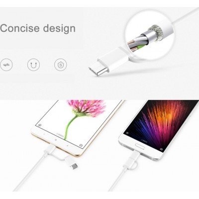 Xiaomi Regular USB to Type-C / micro USB Cable Λευκό 0.3m (SJV4083TY)