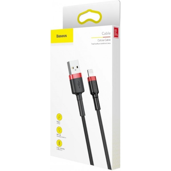 Baseus Braided USB to Lightning Cable Black/Red 1m (CALKLF-B19)