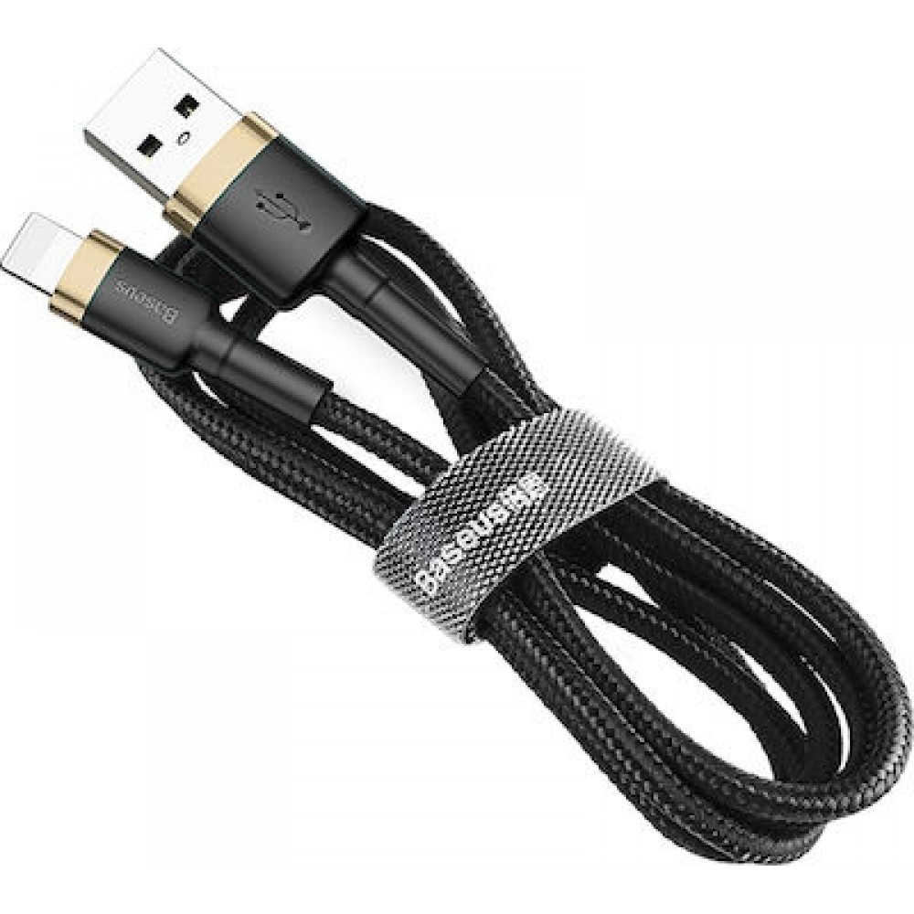 Baseus Braided Cable Lighting - USB-A male Black/Gold 1m (CATKLF-BV1)