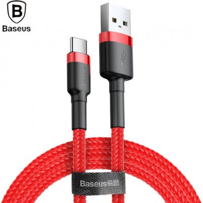 Baseus Braided USB 2.0 Cable USB-C male - USB-A male Red 3m (CATKLF-U09)