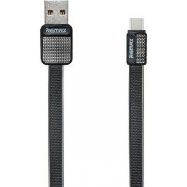 Remax Flat USB 2.0 Cable USB-C male - USB-A male Μαύρο 1m (Platinum)