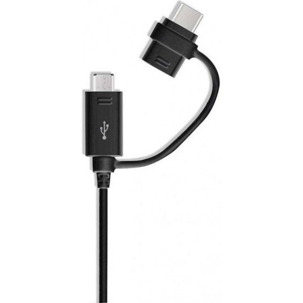 Samsung Regular USB 2.0 Cable Micro USB/ USB-C Female - USB-A male Μαύρο 1m (EP-DG950DBE) Bulk