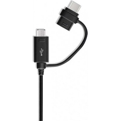 Samsung Regular USB 2.0 Cable Micro USB/ USB-C Female - USB-A male Μαύρο 1m (EP-DG950DBE) Bulk