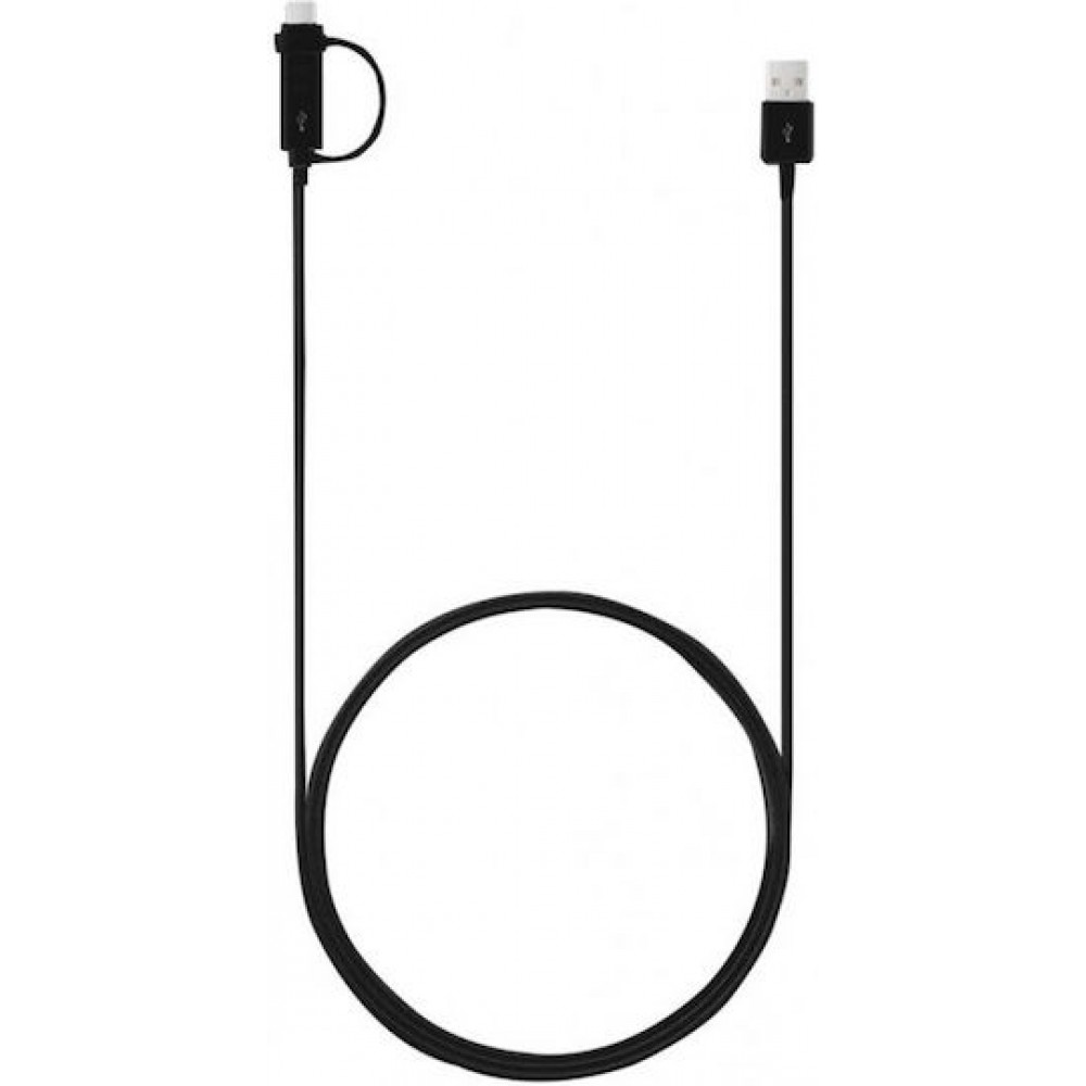Samsung Regular USB 2.0 Cable Micro USB/ USB-C Female - USB-A male Μαύρο 1m (EP-DG950DBE) Bulk
