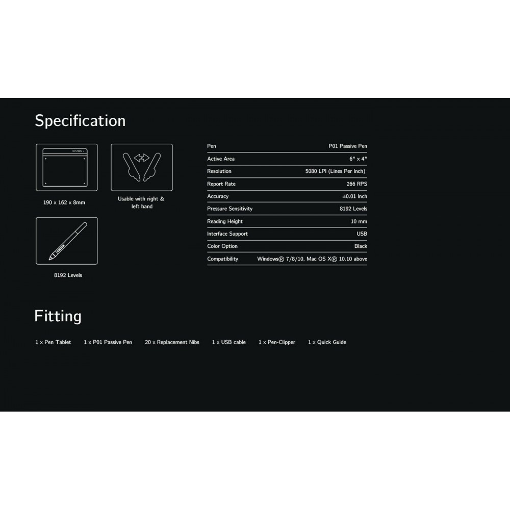 Xp-Pen Star G640 Pen Tablet Black