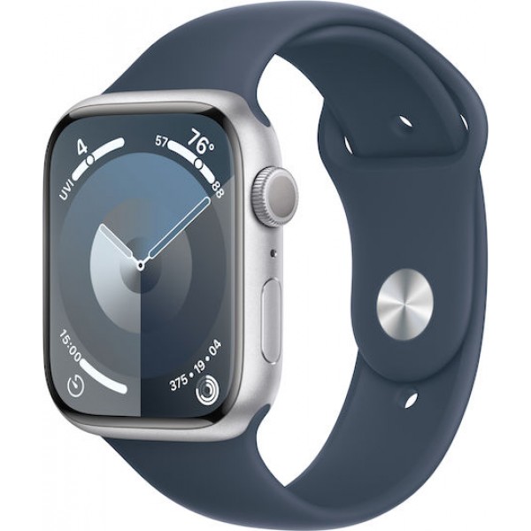 Apple Watch Series 9 Aluminium 45mm Silver with Storm Blue Sport Band Εκθεσιακό New Open Box (18/02/26)