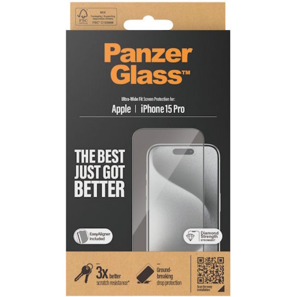 PanzerGlass Tempered Glass Ultra-Wide Fit (Apple iPhone 15 Pro)