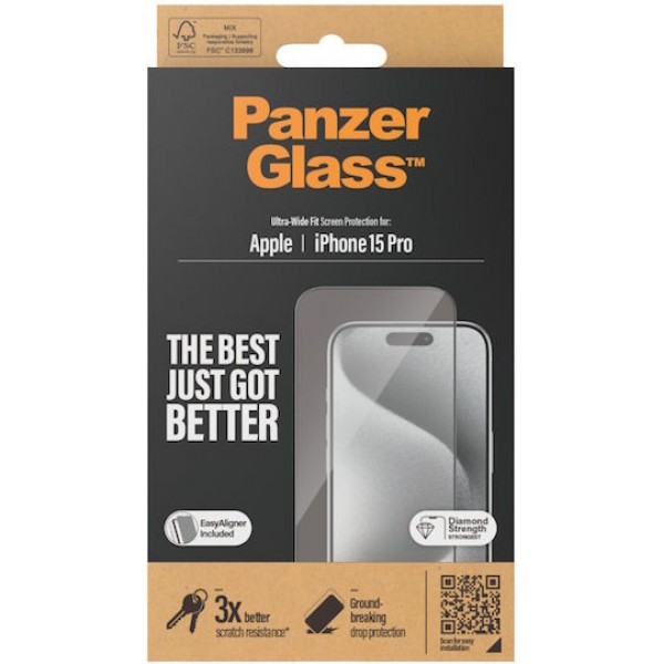 PanzerGlass Tempered Glass Ultra-Wide Fit (Apple iPhone 15 Pro)